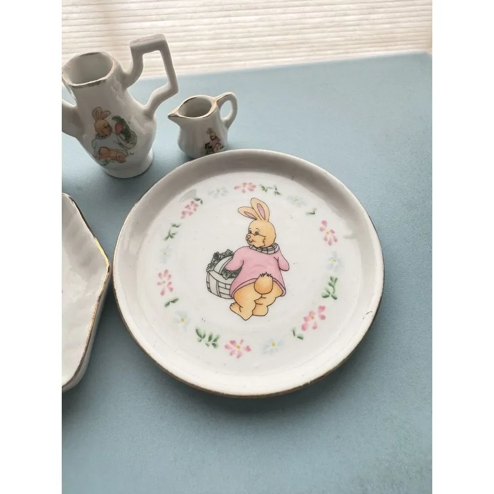 Vintage Easter Bunny Espresso Tea Cups &‎ Saucer Plates Replacement pieces